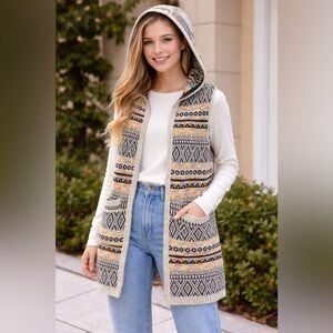 Tribal Aztec Knit Sleeveless Cardigan Size XS